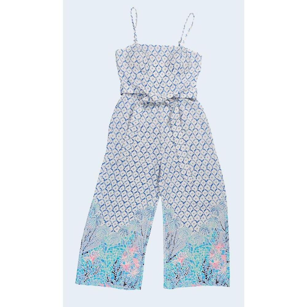 Lilly Pulitzer Sea La Vie Sandra Maxi Jumpsuit Belt Size 2 - Picture 7 of 15